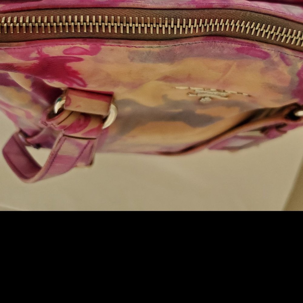 XL Prada Leather Purse tote hobo bag tie dyed painted pink beige purple tan blue - Picture 6 of 15